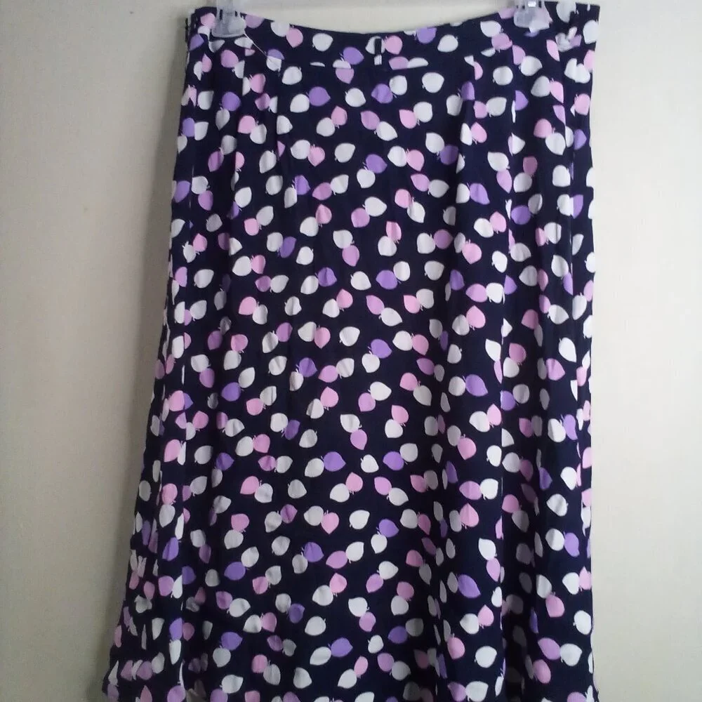 Talbots Skirt Women 16P 16 Petite Wrap Look Side Zip Pattern Blue Pink Purple